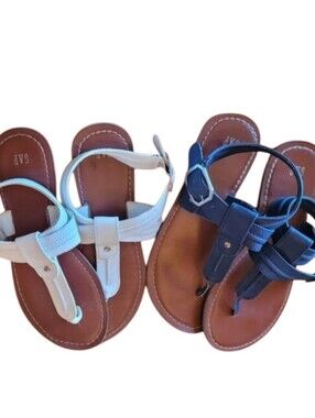 bundle GAP 2 Pack White and Navy T-Strap Sandals Duo